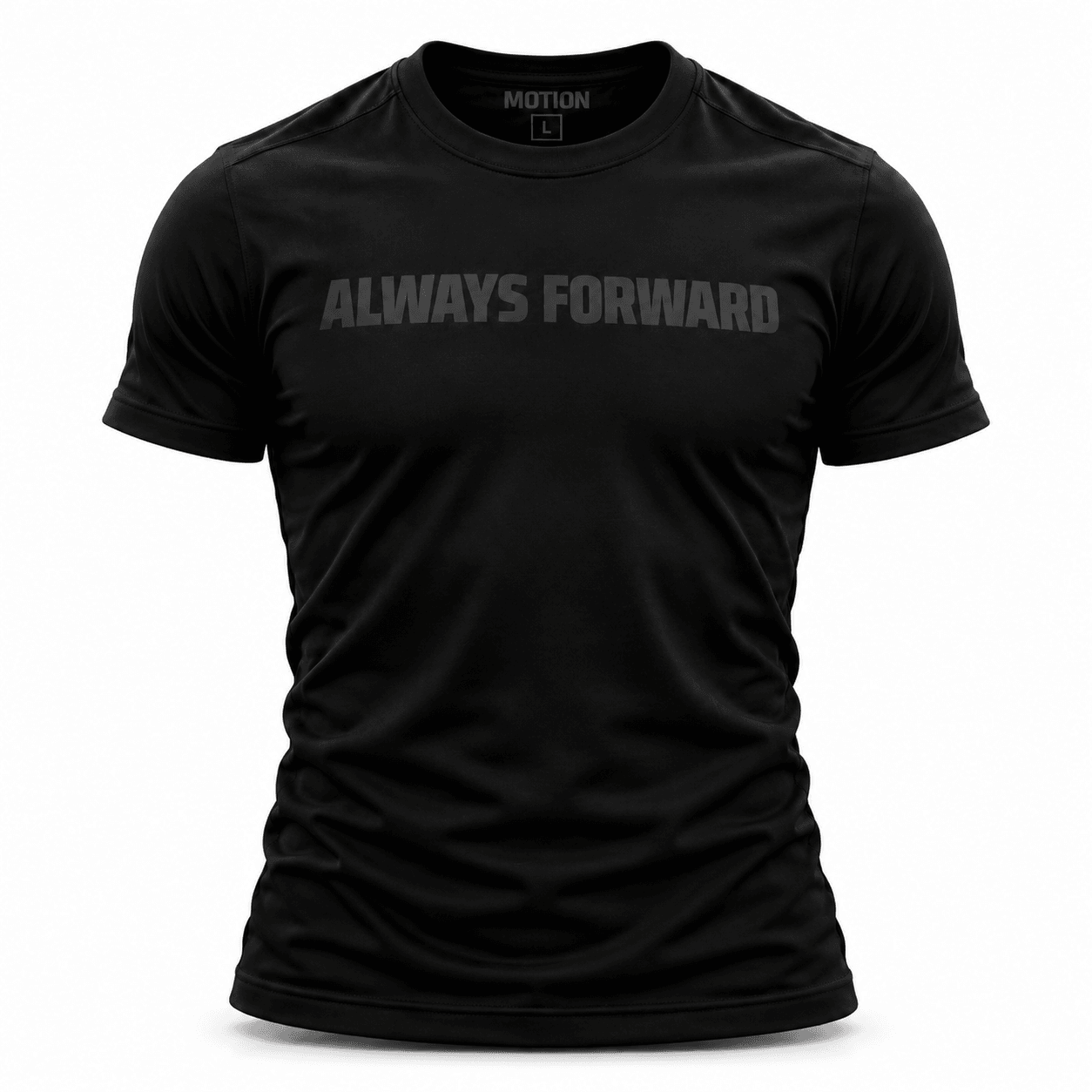 Blackout Always Forward tee front on white